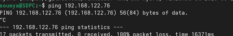 Failed ping after the active response