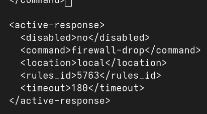 active response block in the config file
