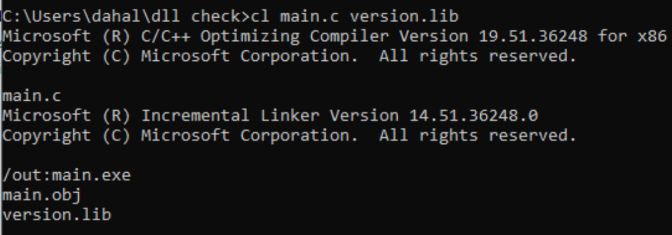 output after compiling main.c