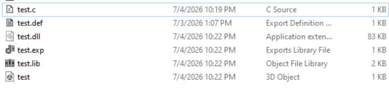 All the files created after dll creation