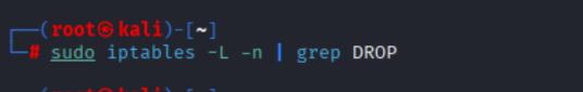 output of removed drop rule in KALI