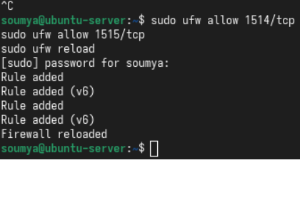 UFW firewall rules allowing Wazuh agent communication on ports 1514 and 1515