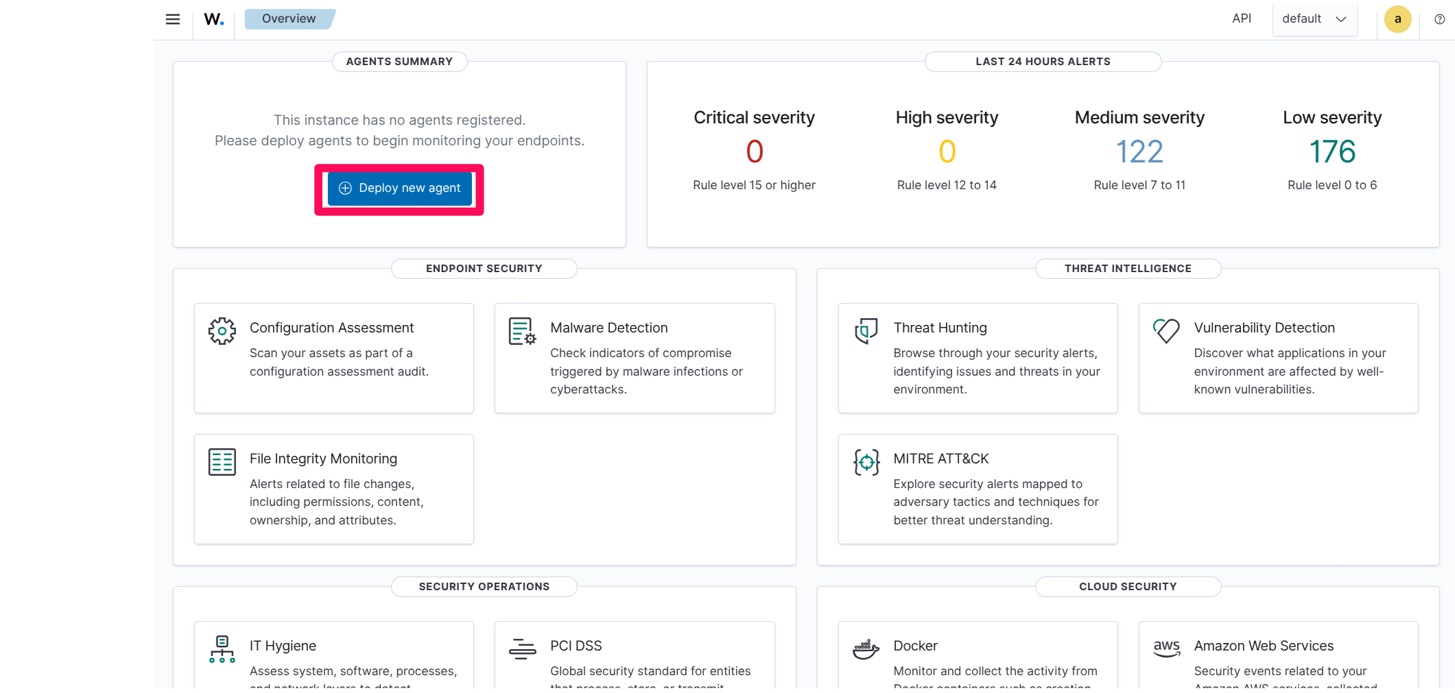 Wazuh dashboard deploy new agent wizard