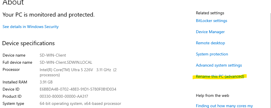 Rename this pc